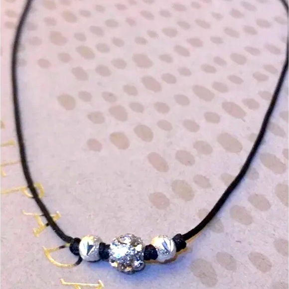 Silpada Vintage Very Rare Sterling Silver, CZ Dainty Three Beaded Necklace - Picture 5 of 6